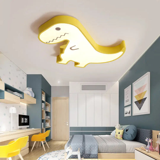 Led Dinosaur Acrylic Flush Mount Light - Cartoon Style Bedroom Ceiling Lighting Warm/White Glow