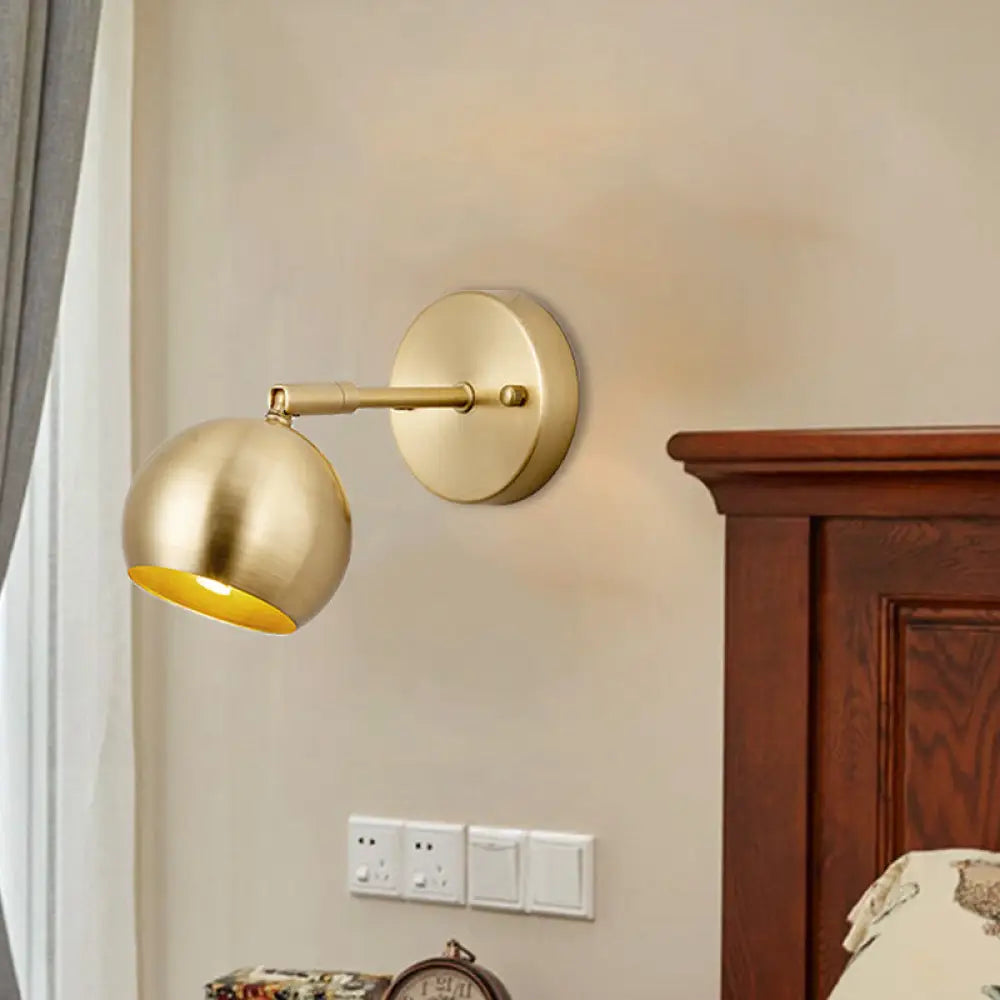 Led Dome Wall Sconce Traditional Brass Metal Vanity Light For Bathroom - 1/2/3 Bulb Options 1 /