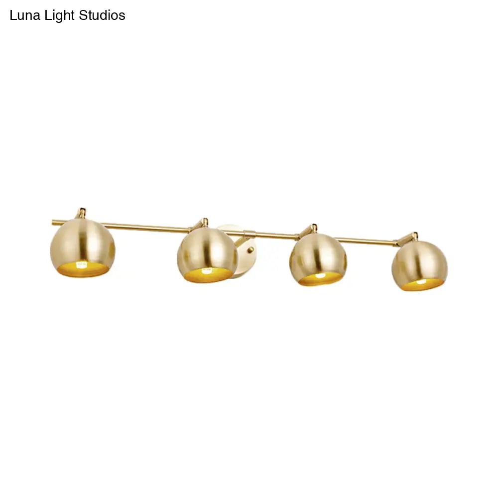 Led Dome Wall Sconce Traditional Brass Metal Vanity Light For Bathroom - 1/2/3 Bulb Options