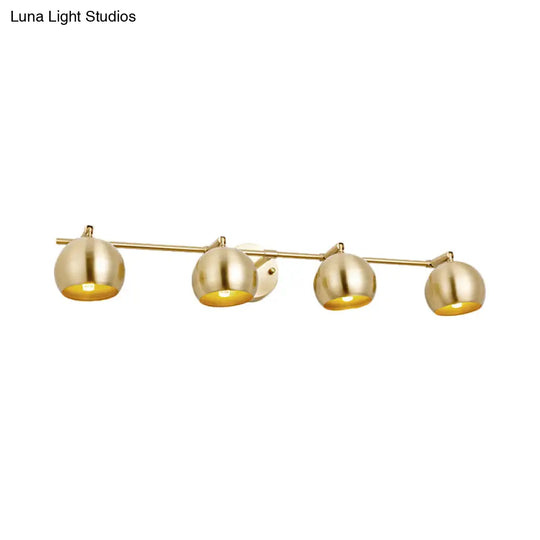 Led Dome Wall Sconce Traditional Brass Metal Vanity Light For Bathroom - 1/2/3 Bulb Options