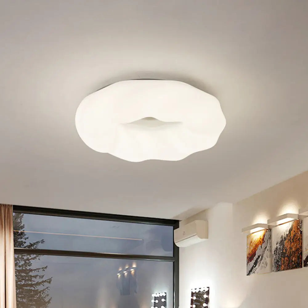 Led Donut Ceiling Light: Acrylic Bedroom Flush Mount Fixture - White