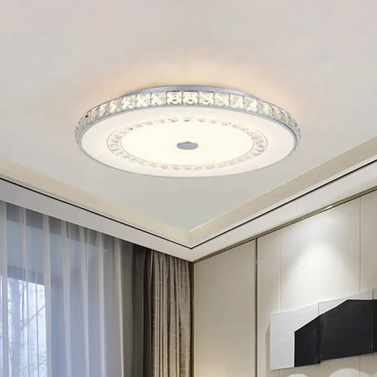 Led Doorway Flushmount Ceiling Light With Crystal Block Shade Modernist Chrome/Gold Finish - 16/19.5