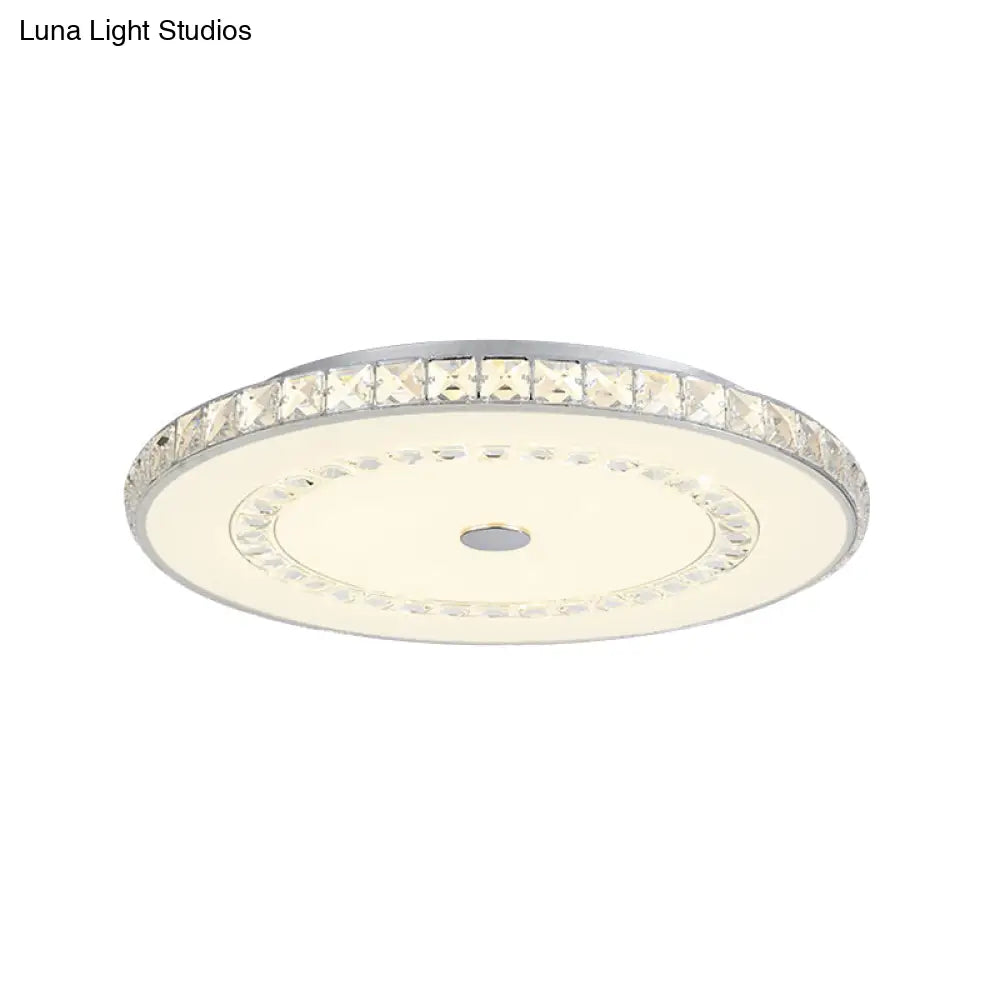 Led Doorway Flushmount Ceiling Light With Crystal Block Shade Modernist Chrome/Gold Finish - 16/19.5