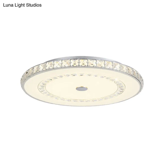 Led Doorway Flushmount Ceiling Light With Crystal Block Shade Modernist Chrome/Gold Finish - 16/19.5