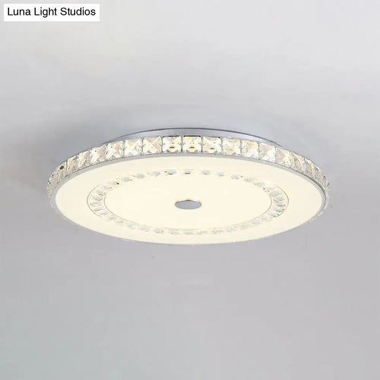 Led Doorway Flushmount Ceiling Light With Crystal Block Shade Modernist Chrome/Gold Finish - 16/19.5