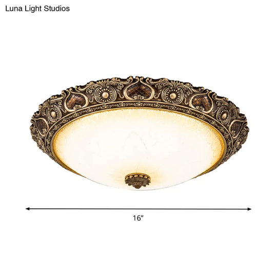 Led Farmhouse Flush Mount Light With Frosted Glass And Brown Finish - 3 Size Options Warm/White