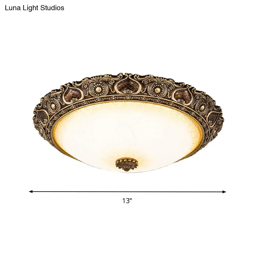 Led Farmhouse Flush Mount Light With Frosted Glass And Brown Finish - 3 Size Options Warm/White
