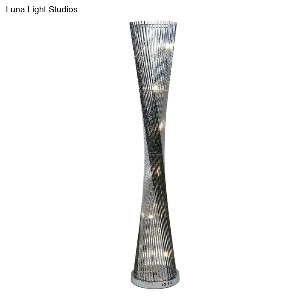 Led Floor Lamp - Modern Black-Silver Art Decor With Canton Tower Shape Ideal Lighting For Drawing