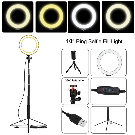 Led Floor Lamp Usb Ring Floor Light Tripod Annular 80Leds Standing For Video Youtube Photo Ringlight