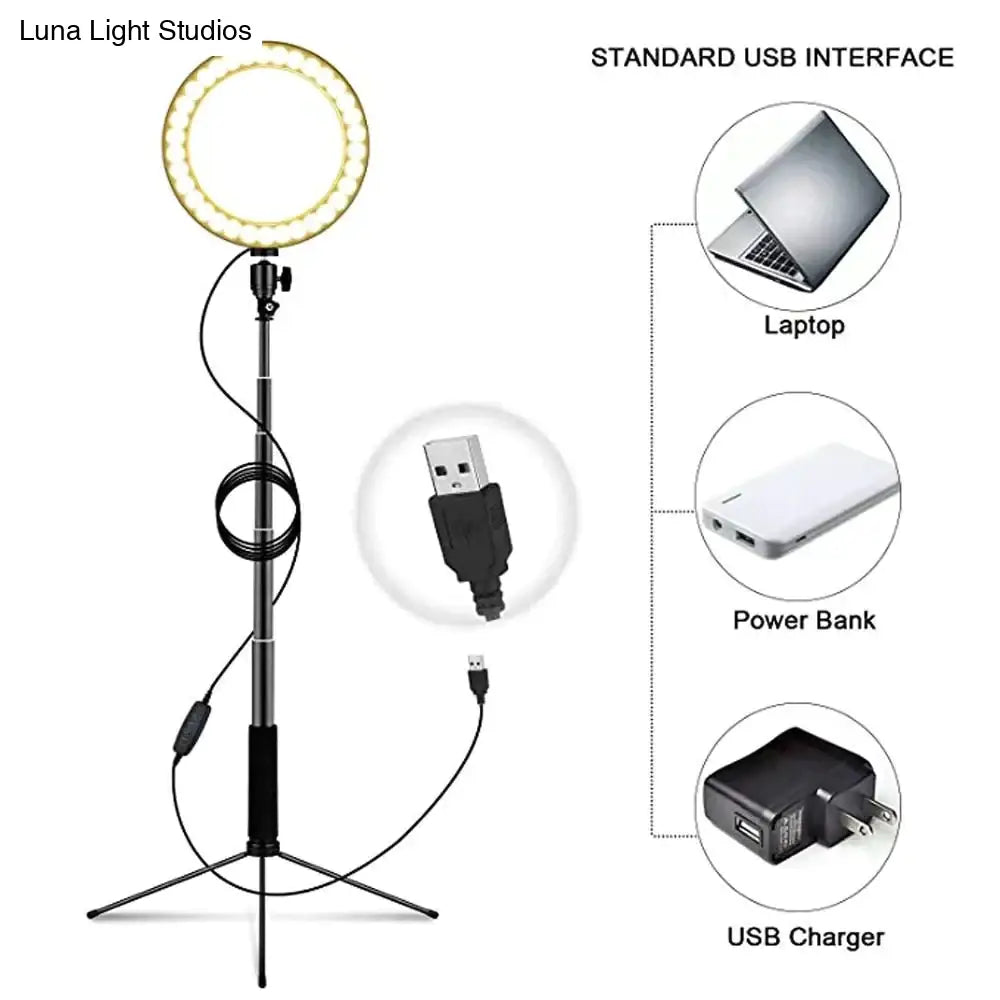 Led Floor Lamp Usb Ring Floor Light Tripod Annular 80Leds Standing For Video Youtube Photo Ringlight