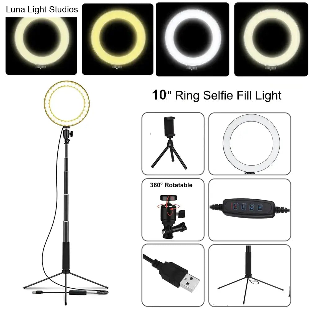 Led Floor Lamp Usb Ring Floor Light Tripod Annular 80Leds Standing For Video Youtube Photo Ringlight