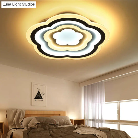 Led Floral Acrylic Ceiling Mount Light In White - Contemporary Lamp For Baby Room