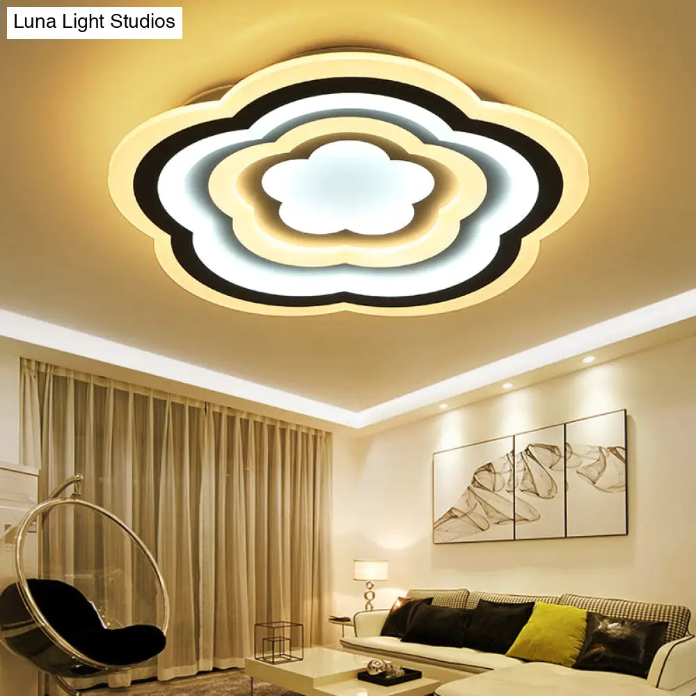 Led Floral Acrylic Ceiling Mount Light In White - Contemporary Lamp For Baby Room