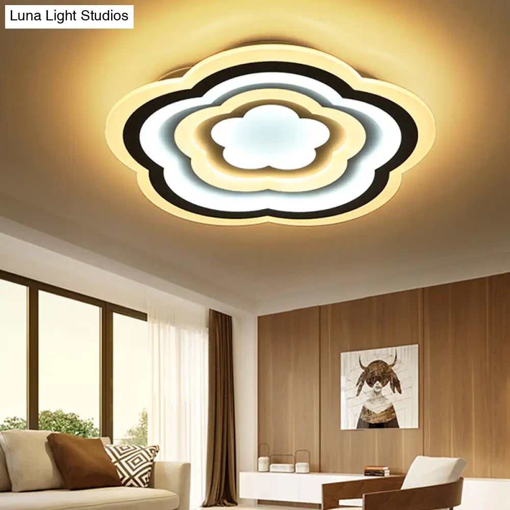 Led Floral Acrylic Ceiling Mount Light In White - Contemporary Lamp For Baby Room