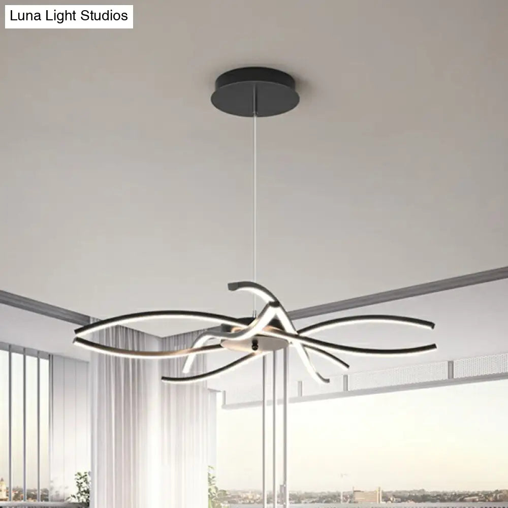Led Floral Chandelier: Elegant Metallic Simplicity For Living Room Lighting