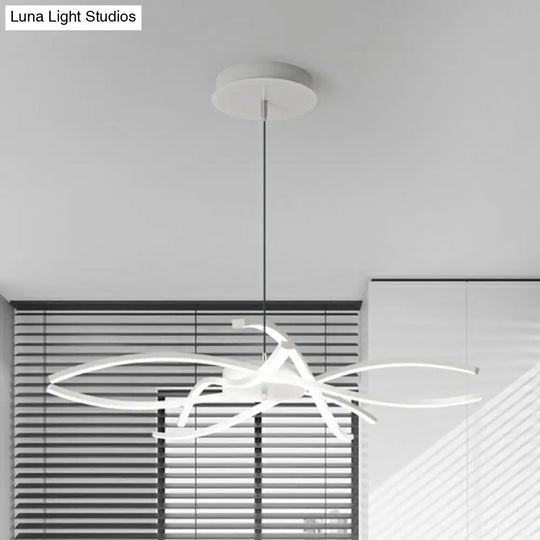 Led Floral Living Room Chandelier: Beautifully Suspended Metallic Simplicity White / 40