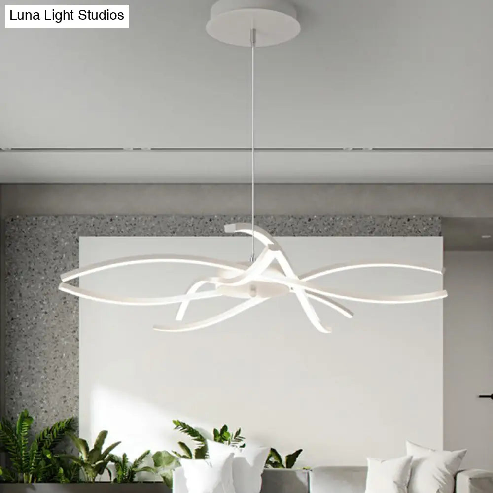 Led Floral Living Room Chandelier: Beautifully Suspended Metallic Simplicity