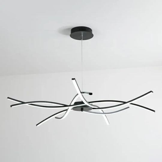 Led Floral Chandelier: Elegant Metallic Simplicity For Living Room Lighting Black / 28.5’ White