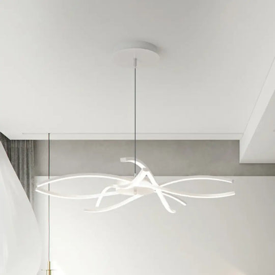 Led Floral Chandelier: Elegant Metallic Simplicity For Living Room Lighting White / 28.5’ Warm