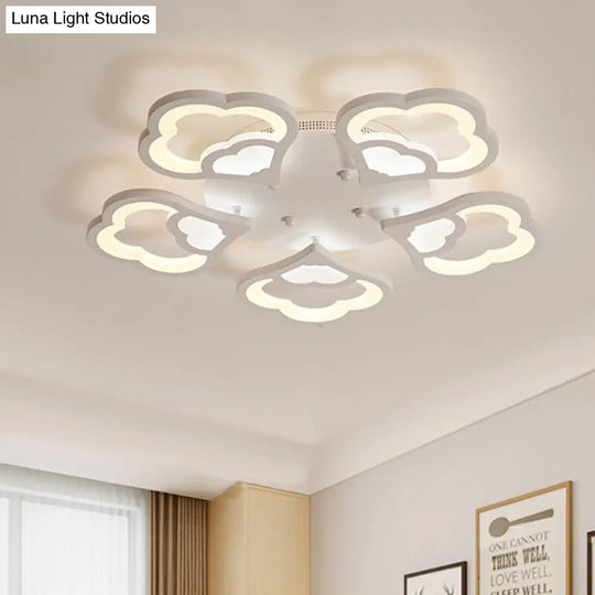 Led Flower Acrylic Ceiling Flush Light - 12 Head White Fixture With Warm/White Perfect For Bedroom 5