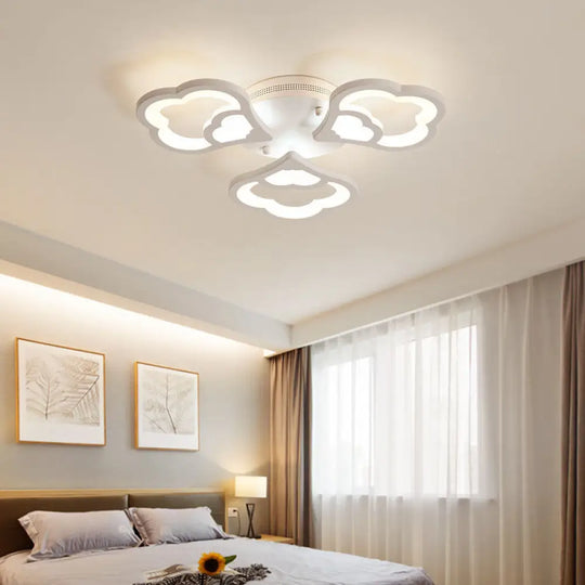 Led Flower Acrylic Ceiling Flush Light - 12 Head White Fixture With Warm/White Perfect For Bedroom