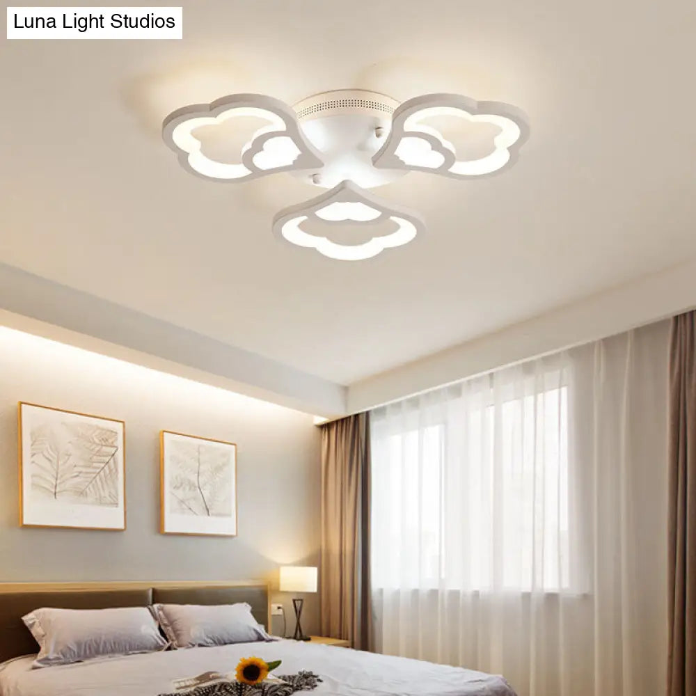 Led Flower Acrylic Ceiling Flush Light - 12 Head White Fixture With Warm/White Perfect For Bedroom 3