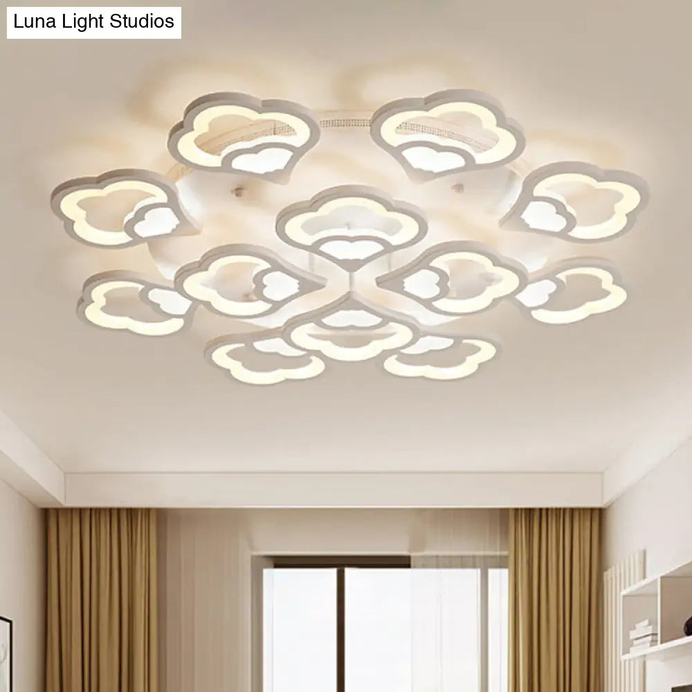 Led Flower Acrylic Ceiling Flush Light - 12 Head White Fixture With Warm/White Perfect For Bedroom /