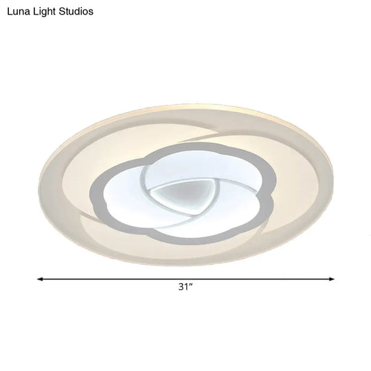 Led Flower Acrylic Flush Mount Bedroom Light With White Shade - 3 Sizes & Options