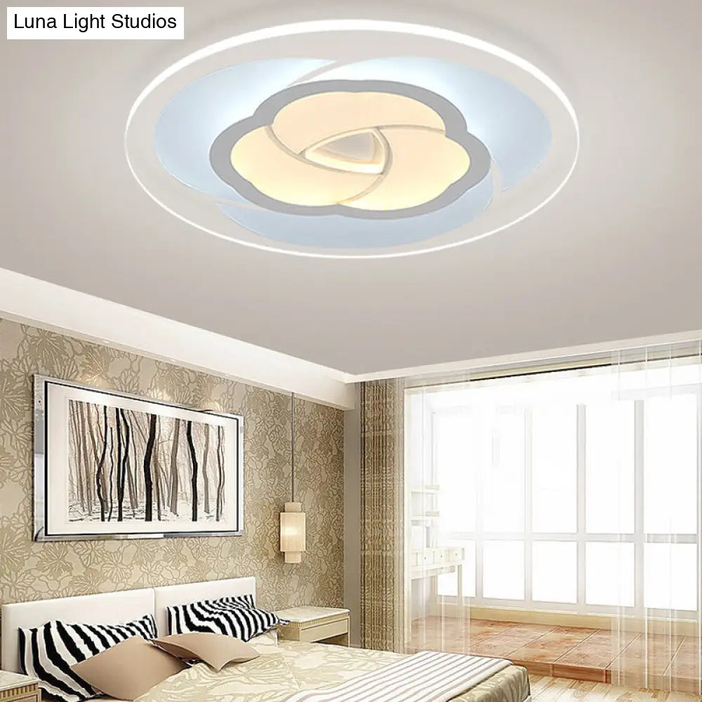 Led Flower Acrylic Flush Mount Bedroom Light With White Shade - 3 Sizes & Options