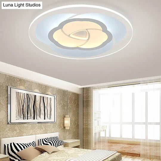 Led Flower Acrylic Flush Mount Bedroom Light With White Shade - 3 Sizes & Options