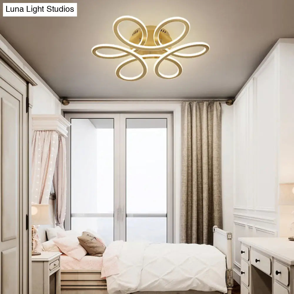 Led Flower Shaped Acrylic Semi Flush Ceiling Light For Bedroom