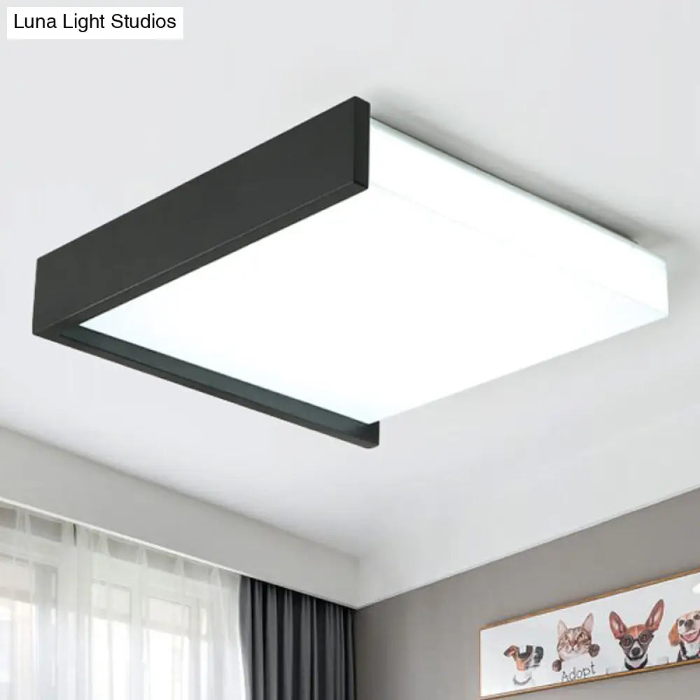 Led Flush Ceiling Light For Bedroom - 16’/19.5’ Wide Black/White With Warm/White And Brick