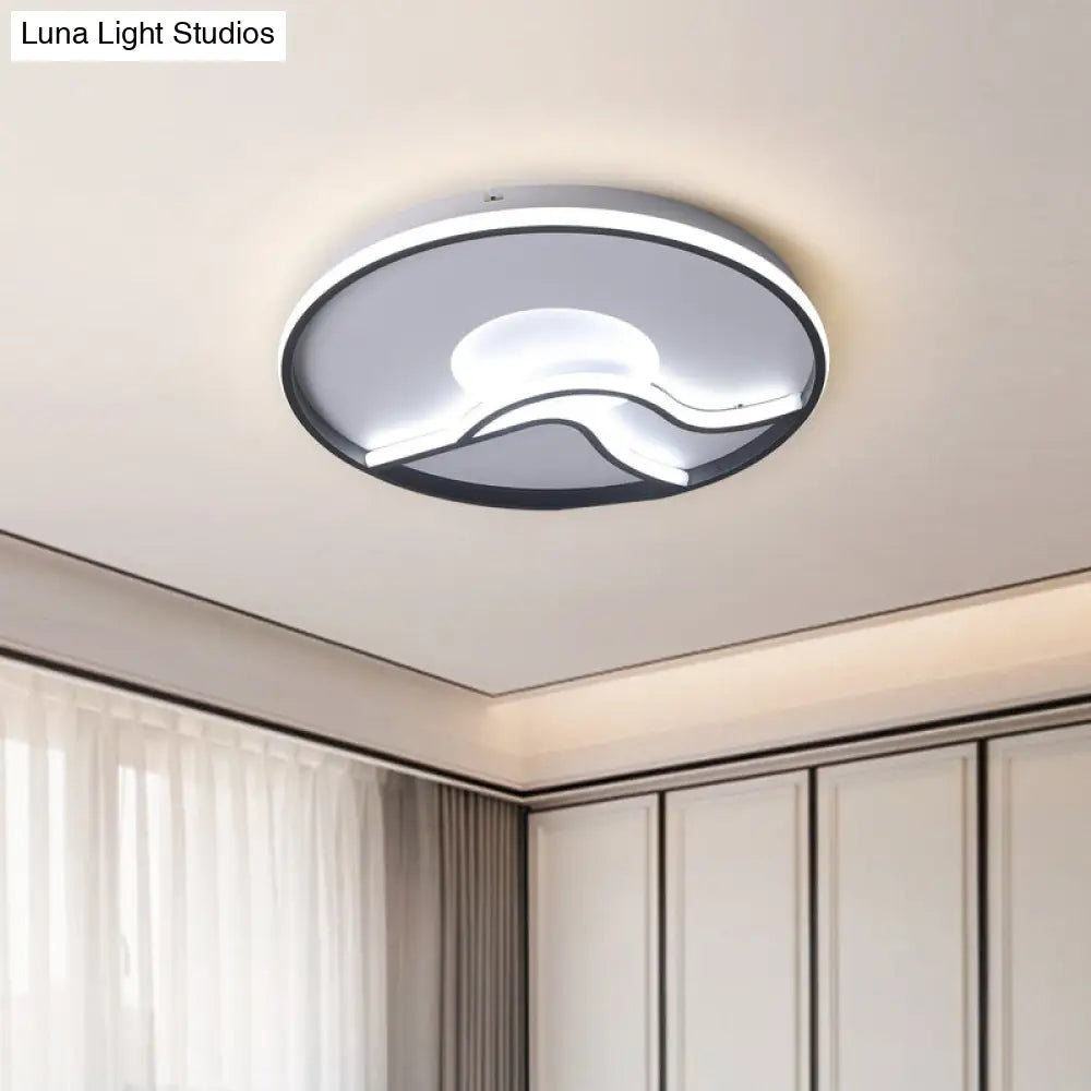 Led Flush Ceiling Light In Black Finish With White/Warm For Minimalist Bedroom - 16.5/20.5 Wide