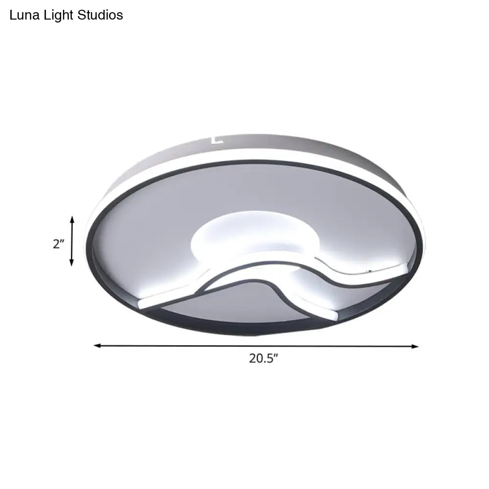 Led Flush Ceiling Light In Black Finish With White/Warm For Minimalist Bedroom - 16.5/20.5 Wide