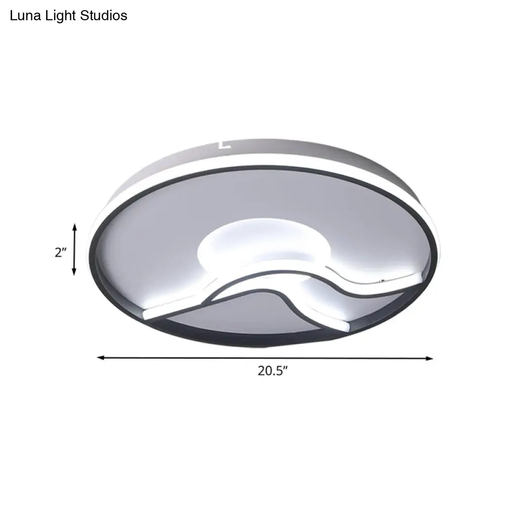 Led Flush Ceiling Light In Black Finish With White/Warm For Minimalist Bedroom - 16.5’/20.5’ Wide