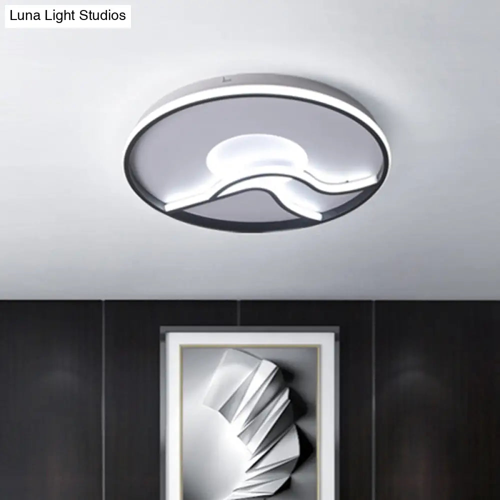 Led Flush Ceiling Light In Black Finish With White/Warm For Minimalist Bedroom - 16.5/20.5 Wide