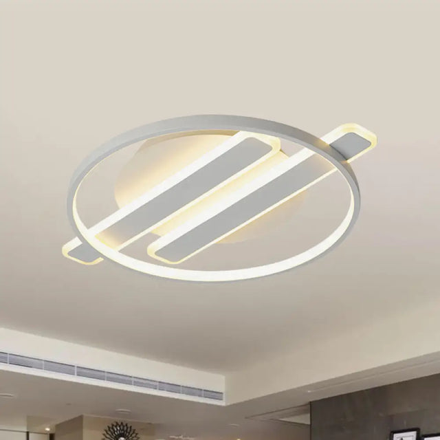 Led Flush Ceiling Light - Simple Acrylic Hoop Design For Bedroom White