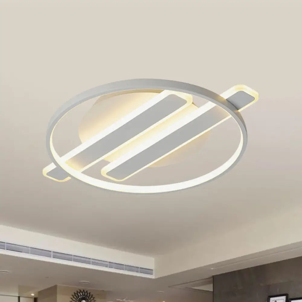 Led Flush Ceiling Light - Simple Acrylic Hoop Design For Bedroom White