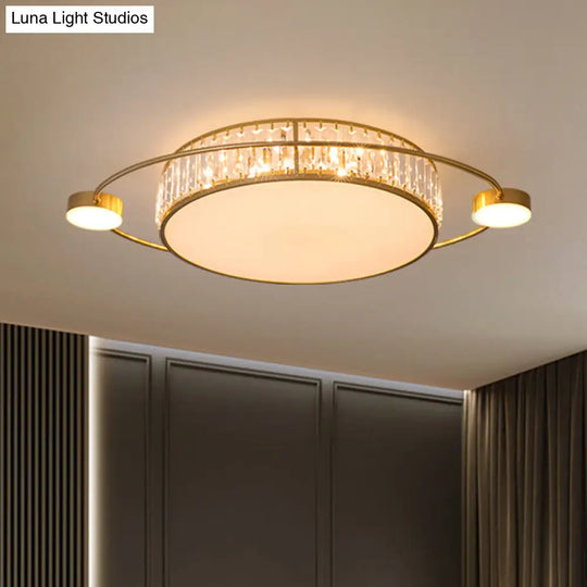 Led Flush Ceiling Light With Clear Crystal Design For Corridors