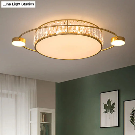 Led Flush Ceiling Light With Clear Crystal Design For Corridors Gold / 26.5