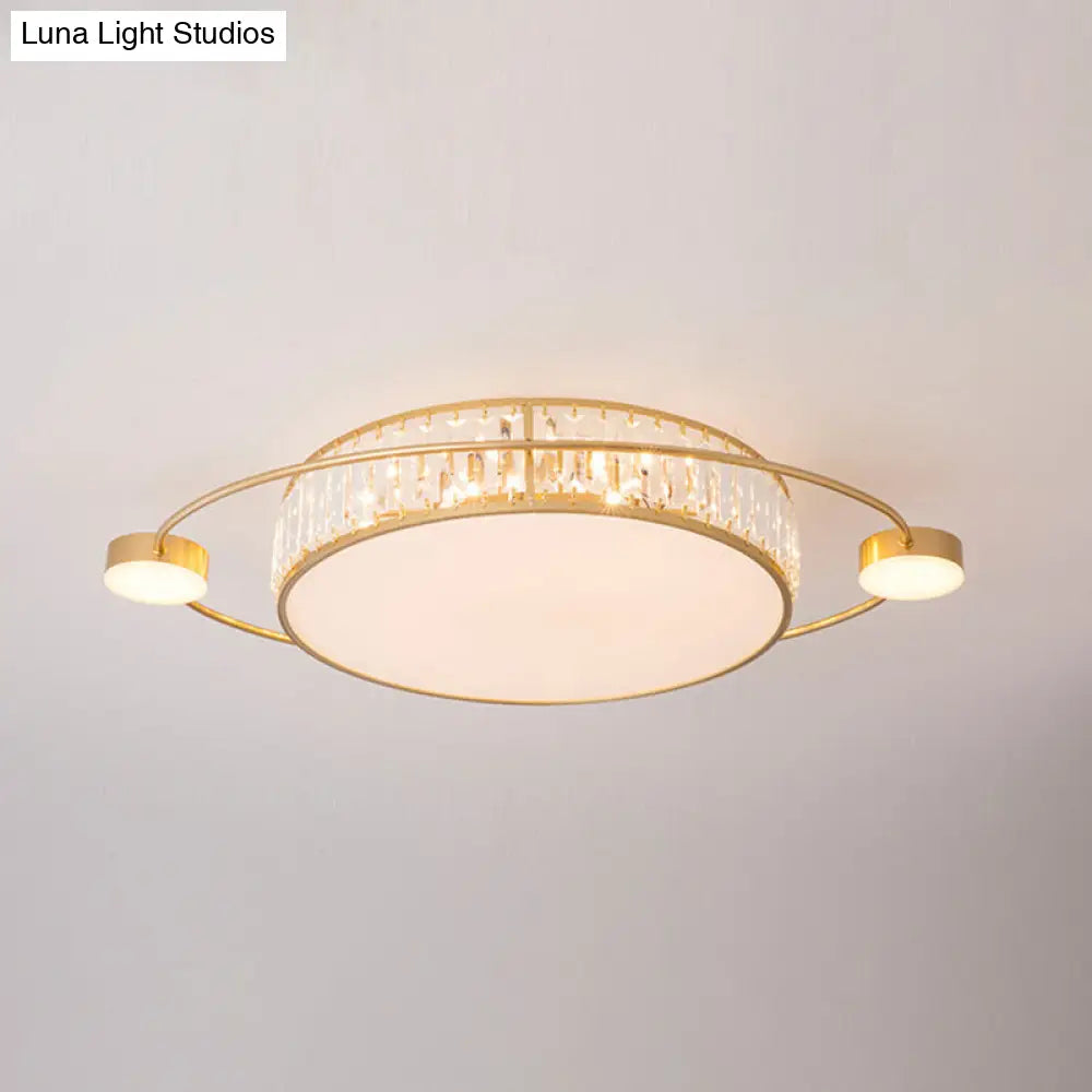 Led Flush Ceiling Light With Clear Crystal Design For Corridors