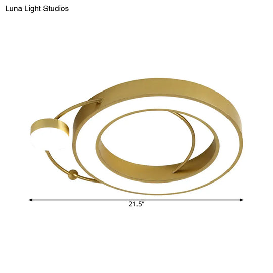 Led Flush Ceiling Light With Gold Hoop Shaped Metal Frame - Simplicity Design Warm/White