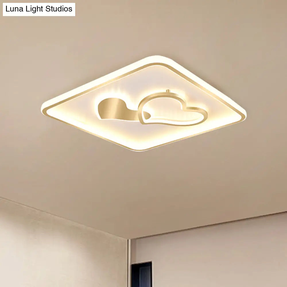 Led Flush Mount Ceiling Lamp Fixture - Acrylic Square Design Gold 16/19.5 Width