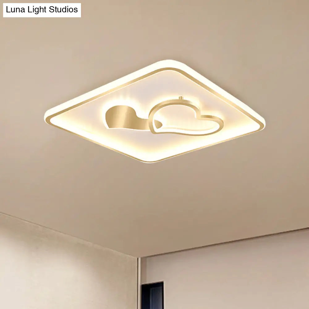 Led Flush Mount Ceiling Lamp Fixture - Acrylic Square Design Gold 16’/19.5’ Width