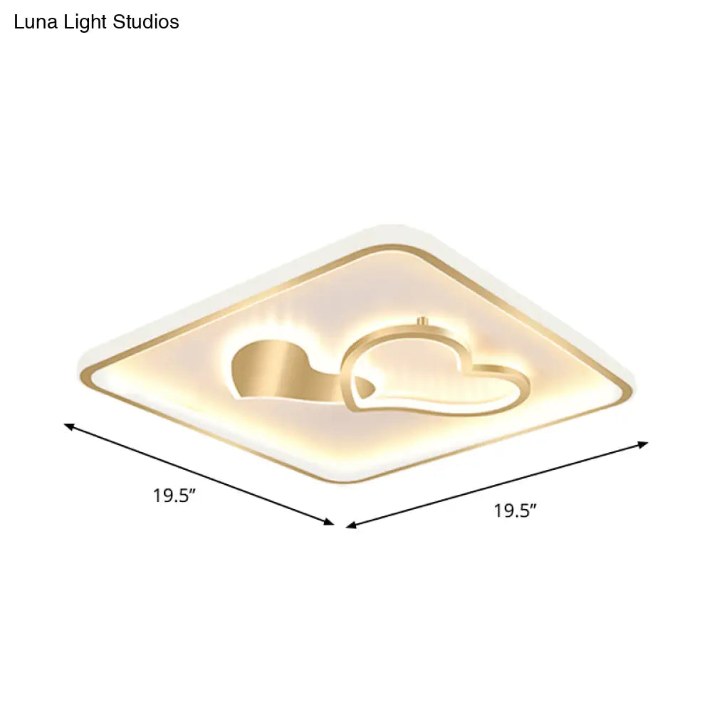 Led Flush Mount Ceiling Lamp Fixture - Acrylic Square Design Gold 16’/19.5’ Width