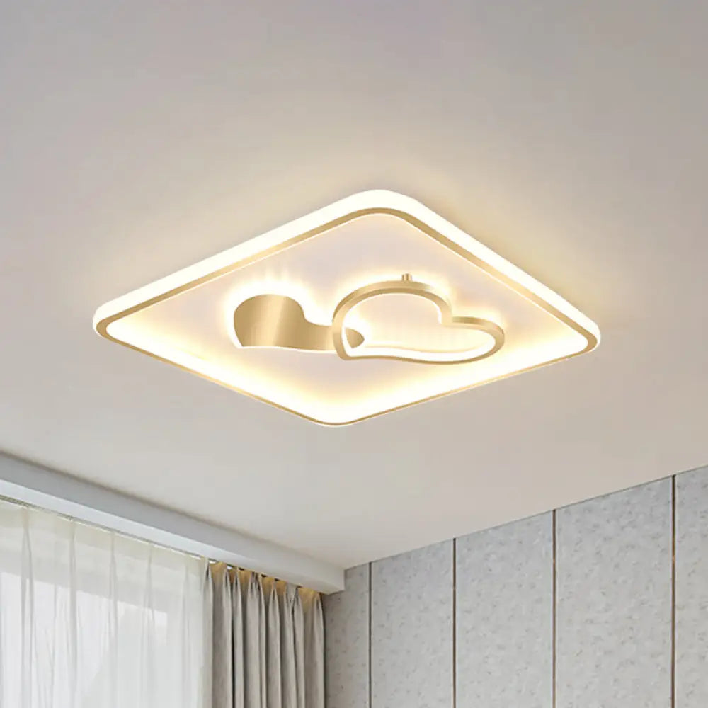 Led Flush Mount Ceiling Lamp Fixture - Acrylic Square Design Gold 16’/19.5’ Width / 16’