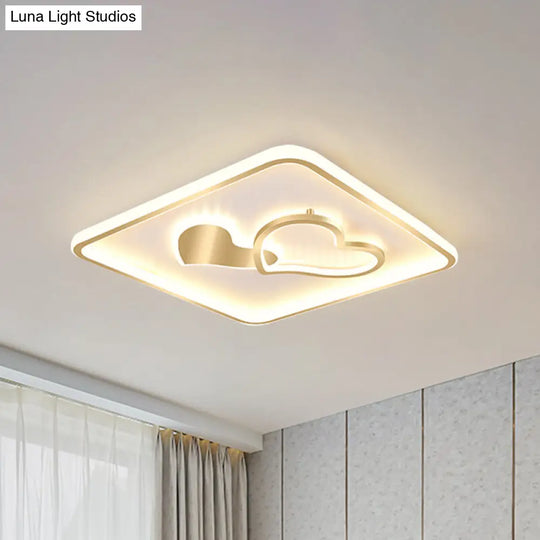 Led Flush Mount Ceiling Lamp Fixture - Acrylic Square Design Gold 16/19.5 Width / 16