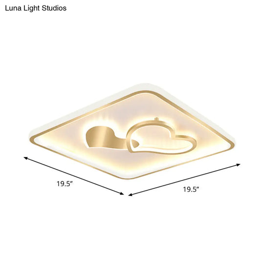 Led Flush Mount Ceiling Lamp Fixture - Acrylic Square Design Gold 16/19.5 Width