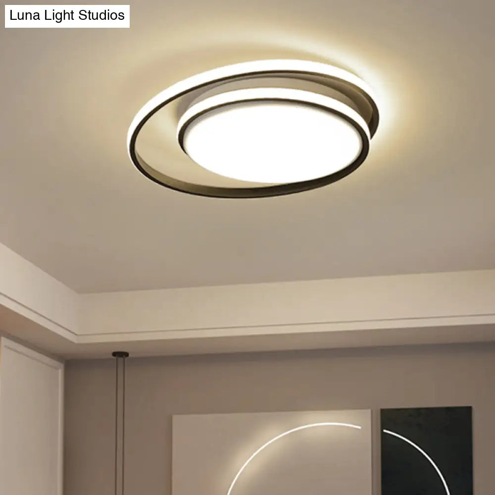 Led Flush Mount Ceiling Lamp: Intersecting Circles Shape Modern Simplicity Acrylic Cover Ideal For