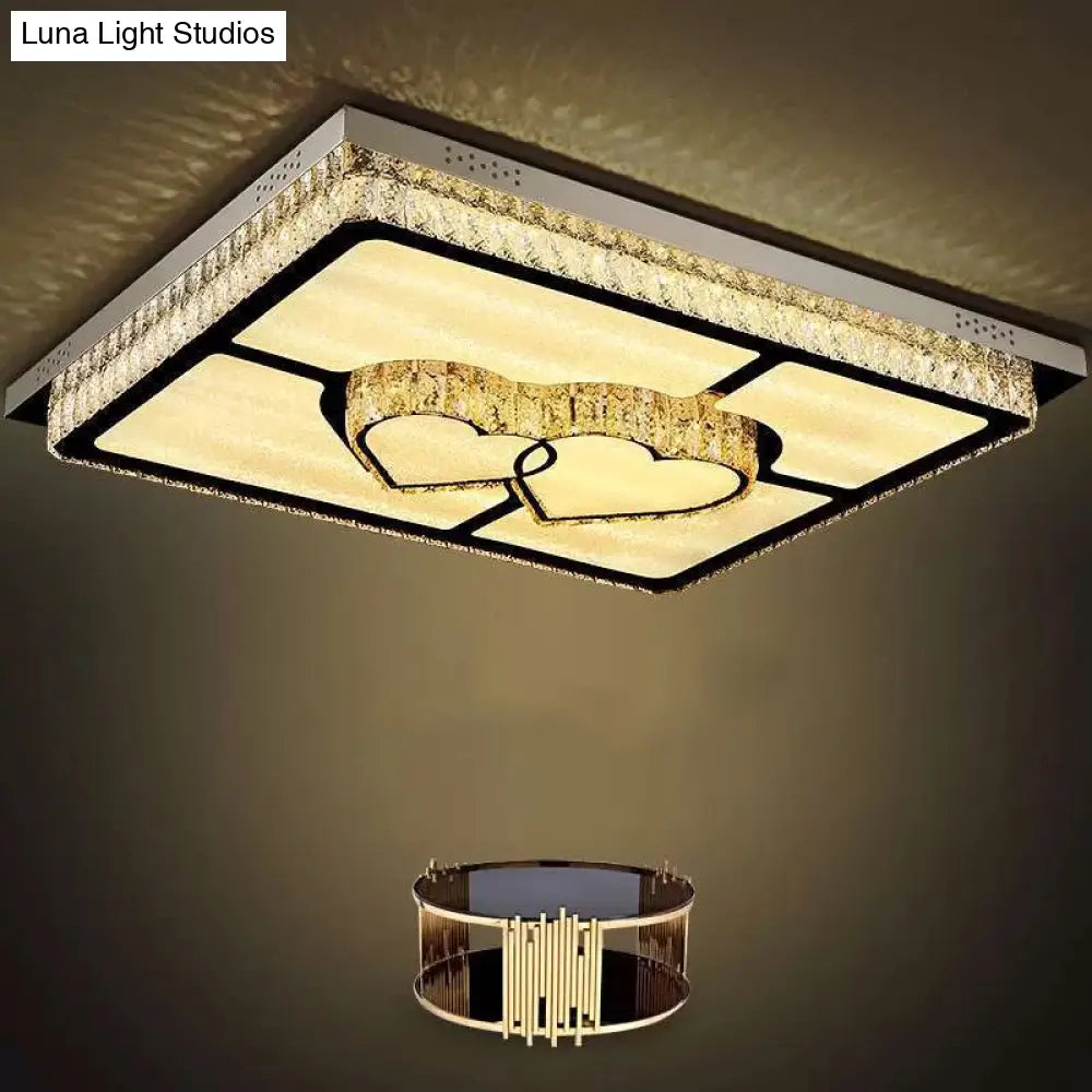 Led Flush Mount Ceiling Lamp With Clear Crystal Stainless Steel Frame - Ideal For Living Room